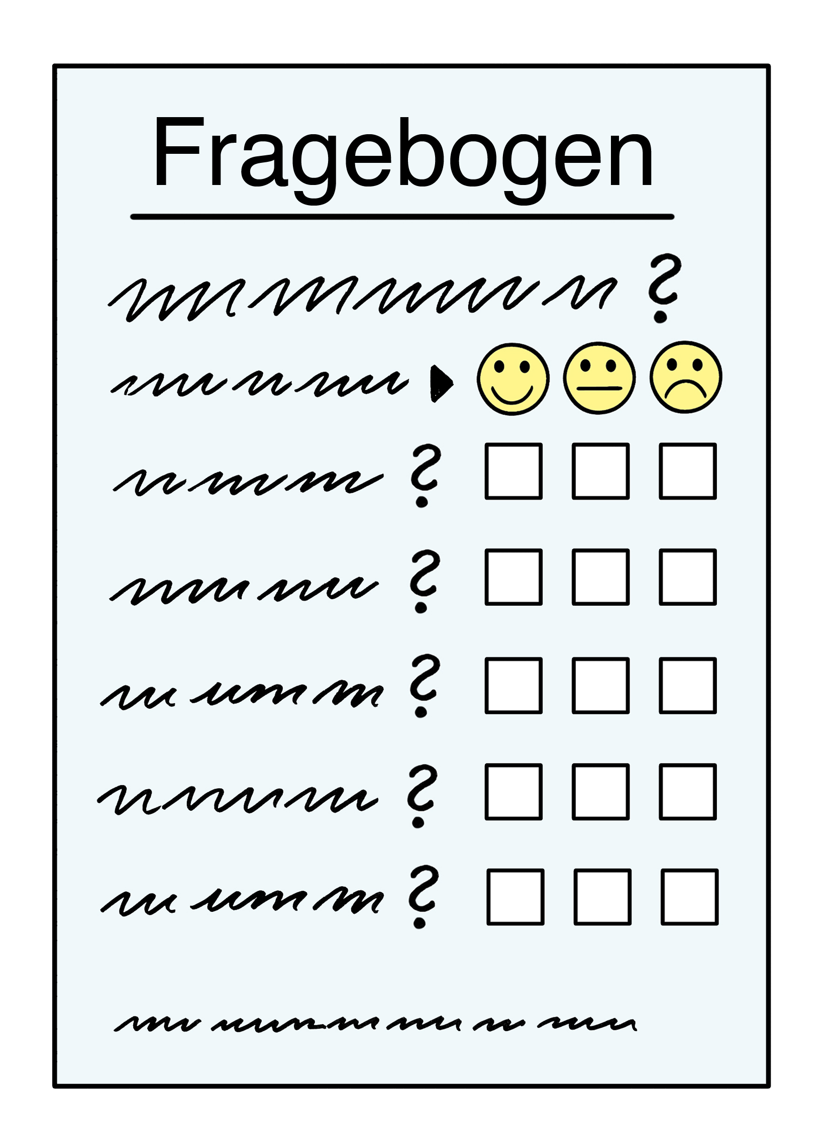 Abbildung einer befragten person mit einer sprechblase die ein Fragezeichen enthält